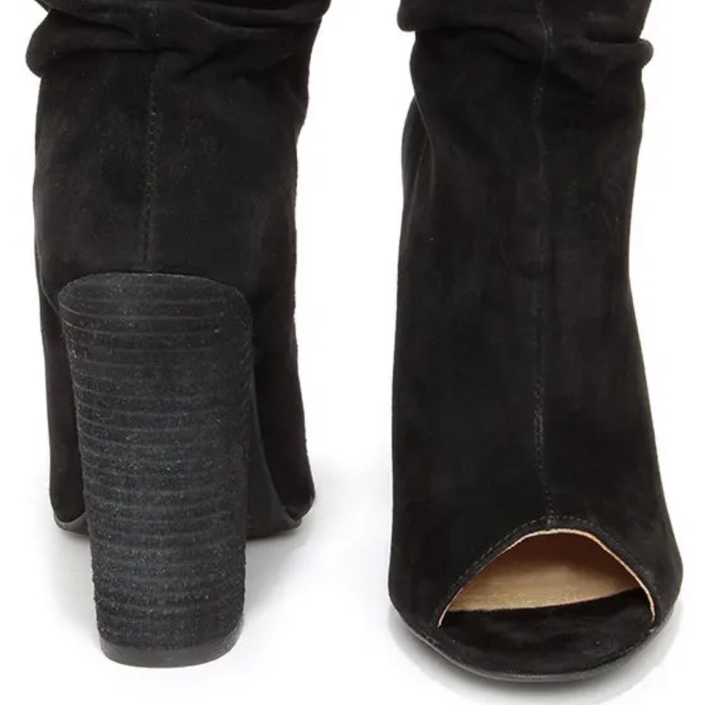Kristin Cavallari Chinese Laundry Laurel Black Suede Peep Toe Booties. Size 6.5. - Picture 2 of 10